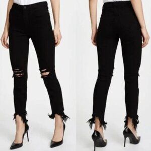 L'AGENCE Highline Hi Rise Skinny Jean Saturated Black Destruction Raw Hem 26 NWT